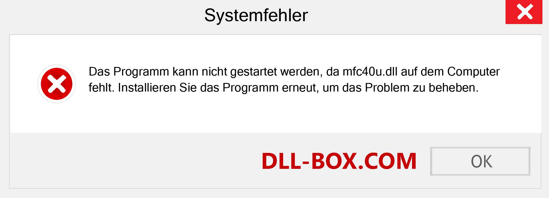 mfc40u.dll-Datei fehlt?. Download für Windows 7, 8, 10 - Fix mfc40u dll Missing Error unter Windows, Fotos, Bildern